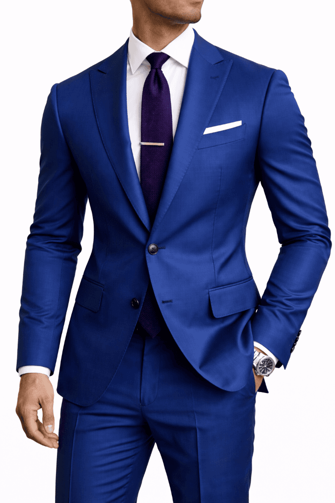 A bespoke blue suit
